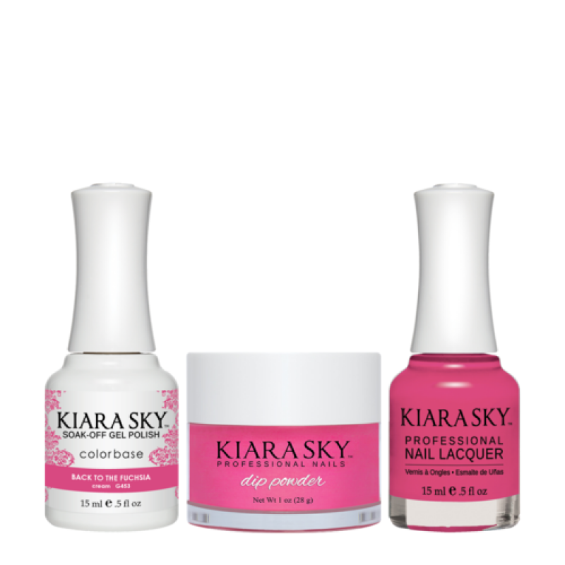 KIARA SKY 3in1 (Dipping Powder + Gel Polish + Nail Lacquer) - DGL 453, Back To The Fuchsia